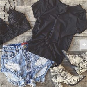 Summer Daisy (light wash) distressed shorts